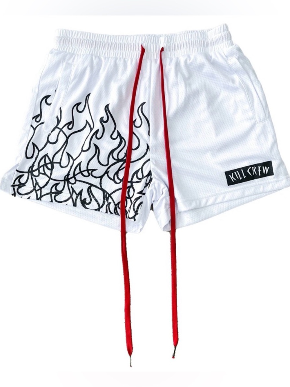 Kill Crew White MUAY THAI FLAME SHORTS WHITE /BLACK size xs